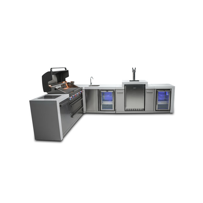 Mont Alpi 90 Degree Stainless Steel Outdoor Island Grill + Faucet